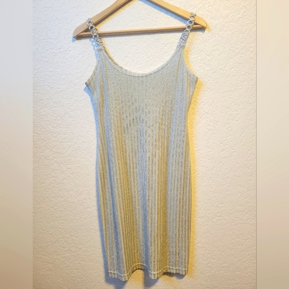 Beige and silver pencil dress size S